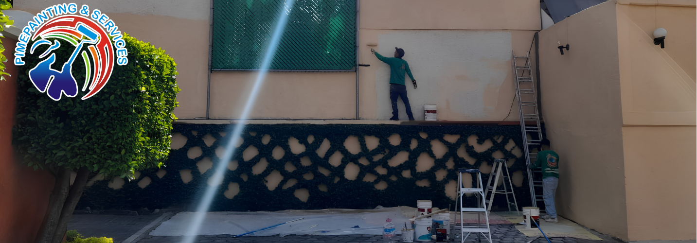 Un pintor profesional realizando la inspección técnica inicial y midiendo los muros de una vivienda con flexómetro